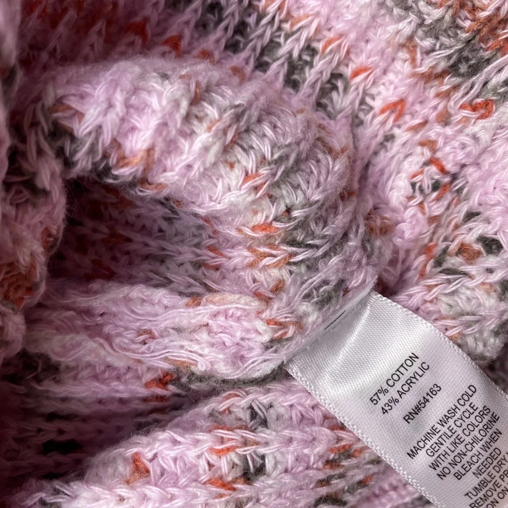 Marc New York Pink Multi Stripe Puff Sleeve Button Front Cardigan Sweater Size S